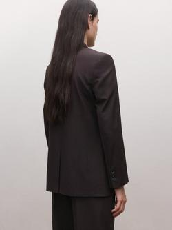 Mango Wool Blend Double Breasted Blazer, Damson - view 2, Damson