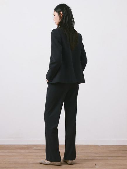 Mango Pinstripe Single Breasted Blazer, Marine - view 2, Marine