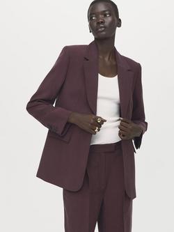 Mango Tailored Longline Blazer, Plum, Plum