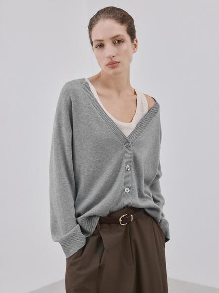 Mango V-Neck Draped Cardigan, Grey