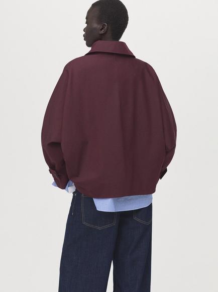 Mango Cropped Trench Jacket, Garnet - view 2, Garnet