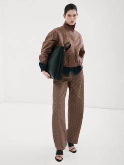 Mango Polka Dot Windbreaker Jacket, Chocolate, Chocolate