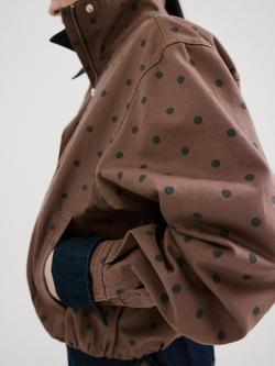 Mango Polka Dot Windbreaker Jacket, Chocolate - view 2, Chocolate
