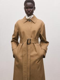Mango Single Breasted Belted Trench Coat, Camel - view 2, Camel