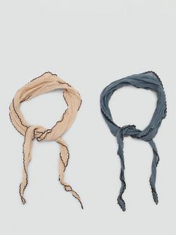 Mango Stitch Trim Airy Scarves, Set of 2, Blue, Blue