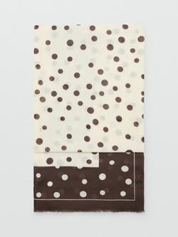 Mango Polka Dot Fringed Scarf, Chocolate, Chocolate