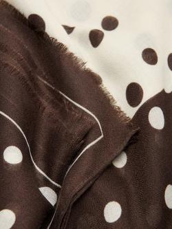 Mango Polka Dot Fringed Scarf, Chocolate - view 2, Chocolate
