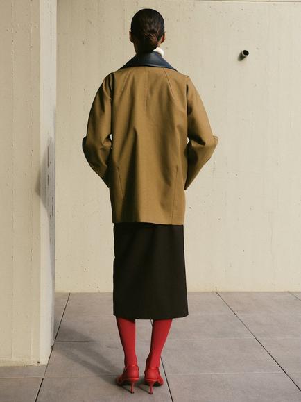 Mango Faux Leather Collar Trench Coat, Camel - view 2, Camel