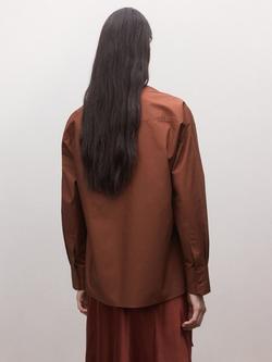 Mango Draped Tie Waist Shirt, Rust - view 2, Rust