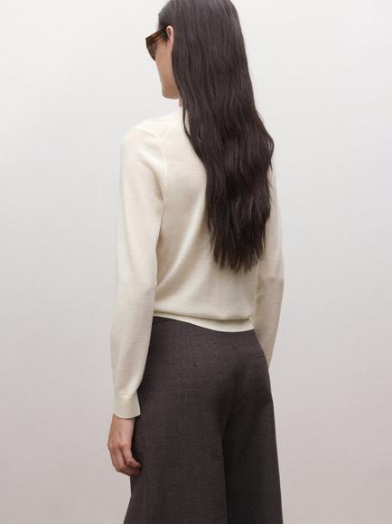 Mango Crew Neck Pure Wool Jumper - view 2, Raw