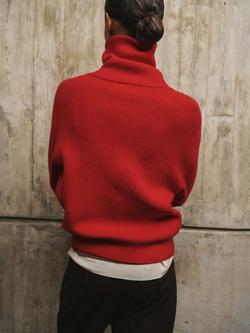 Mango Zip Neck Ribbed Sweatshirt, Red - view 2, Red