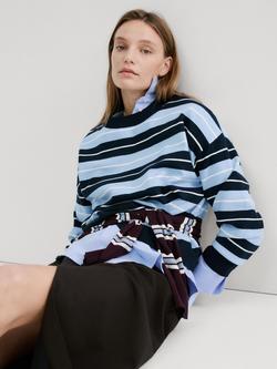 Mango Crew Neck Stripe Jumper, Blue Multi