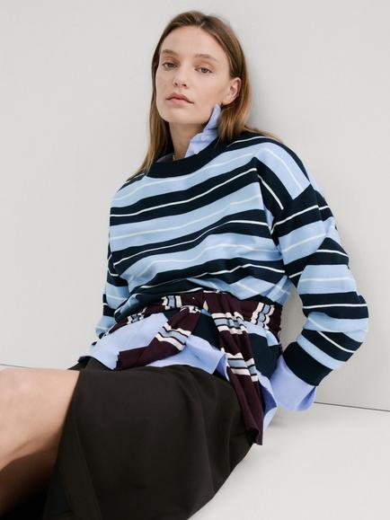 Mango Crew Neck Stripe Jumper, Blue Multi