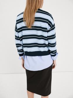 Mango Crew Neck Stripe Jumper - view 2, Blue Multi