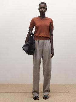 Mango V-Neck Pure Wool Knit Top, Rust