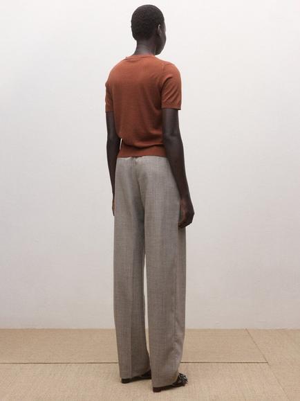 Mango V-Neck Pure Wool Knit Top - view 2, Rust
