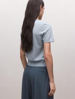 Mango V-Neck Pure Wool Knit Top - view 2, Blue