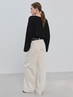 Mango Round Neck Cape Top, Black - view 2, Black