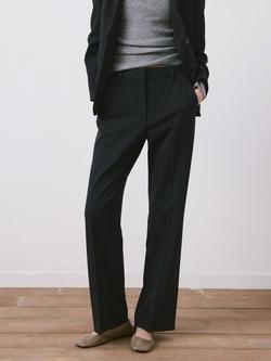 Mango Mid Rise Stripe Tailored Trousers, Marine, Marine