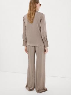 Mango Stripe Wide Leg Trousers, Taupe - view 2, Taupe