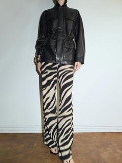 Mango Zebra Print Wide Leg Trousers, Black, Black