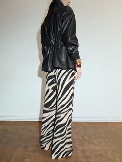 Mango Zebra Print Wide Leg Trousers, Black - view 2, Black