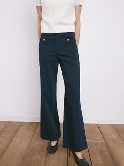 Mango Mid Rise Tailored Wide Leg Trousers, Navy, Navy