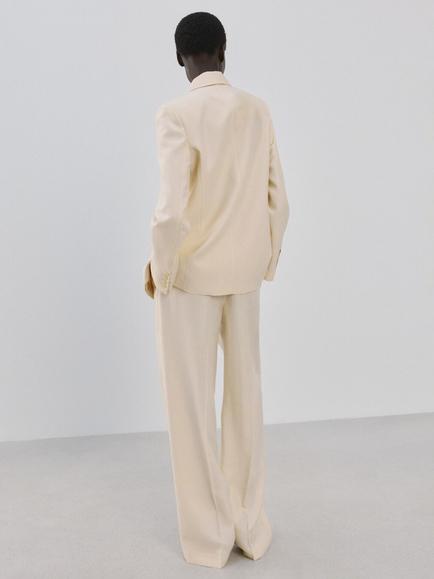 Mango High Waist Wide Leg Trousers, Raw - view 2, Raw