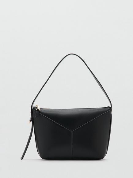 Mango Geometric Shoulder Bag, Black, Black