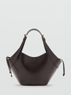 Mango Double Handle Buckle Shoulder Bag, Chocolate, Chocolate