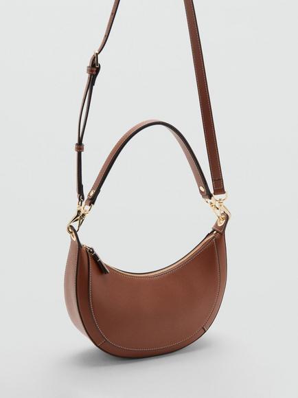 Mango Crescent Shoulder Bag - view 2, Mid Brown