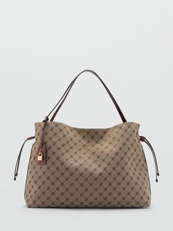 Mango Monogram Shoulder Bag, Leather, Leather