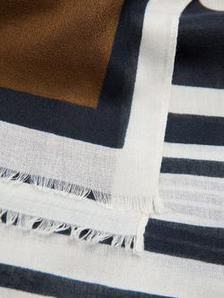 Mango Stripe Spot Fringed Scarf, Brown - view 2, Brown