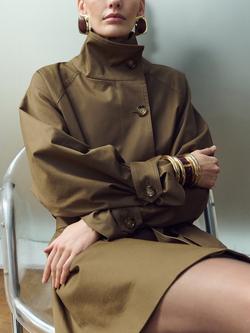 Mango Funnel Neck Belted Trench Coat, Taupe - view 2, Taupe