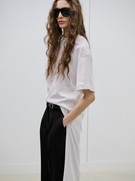 Mango Mid Rise Belted Tailored Trousers - view 2, Black