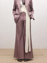 Mango High Rise Wool Blend Wide Leg Trousers, Pink