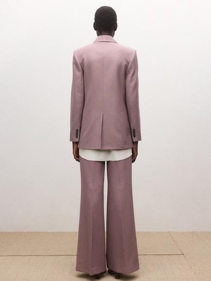 Mango High Rise Wool Blend Wide Leg Trousers, Pink - view 2, Pink
