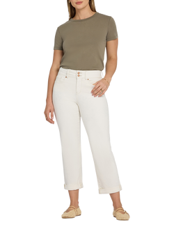 NYDJ Bailey Relaxed Straight Crop Jeans, Vintage White, Vintage White
