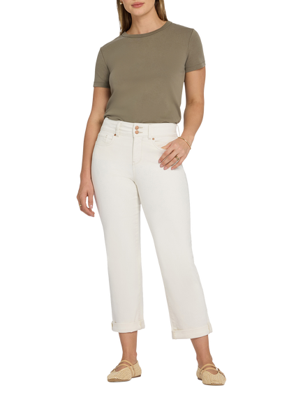 NYDJ Bailey Relaxed Straight Crop Jeans, Vintage White, Vintage White