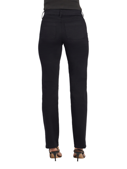NYDJ Marilyn Straight Leg Jeans With Front Button Patch Pockets - view 2, Black