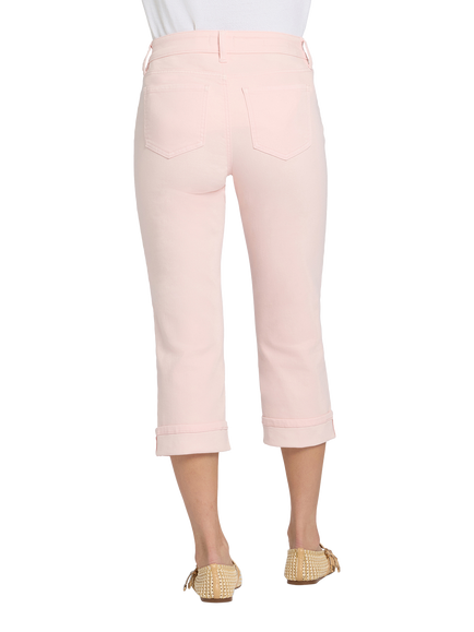 NYDJ Marilyn Straight Crop Jeans in Cool Embrace® Denim with Cuffs - view 2, Pink Dogwood
