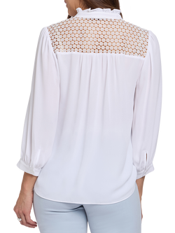 NYDJ Lorelei Lace Yoke Blouse, Optic White - view 2, Optic White