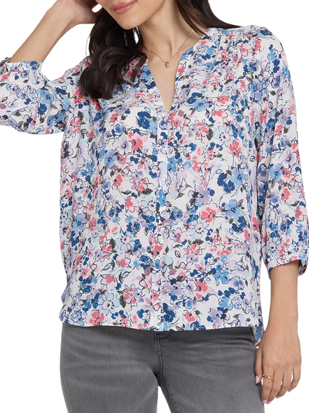 NYDJ Desert Blooms Pintuck Top, Desert Blooms, Desert Blooms