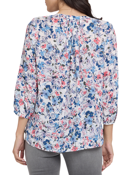 NYDJ Desert Blooms Pintuck Top, Desert Blooms - view 2, Desert Blooms