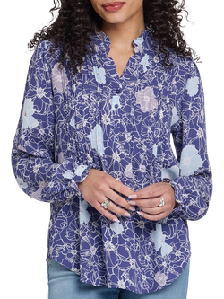 NYDJ Floral Pleated Front Tunic Top, Poppy's At Dusk, Poppy's At Dusk