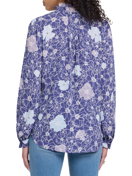 NYDJ Floral Pleated Front Tunic Top, Poppy's At Dusk - view 2, Poppy's At Dusk