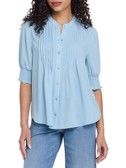 NYDJ Pleated Short Sleeve Top, Starlight, Starlight