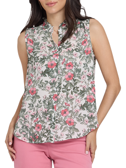 NYDJ Ruffle Neck Primrose Garden Top, Primrose Garden, Primrose Garden