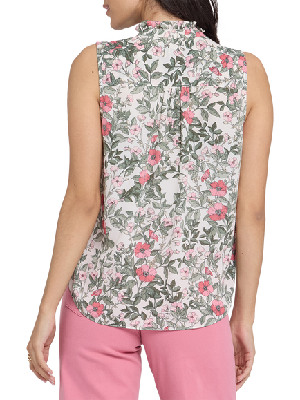 NYDJ Ruffle Neck Primrose Garden Top, Primrose Garden - view 2, Primrose Garden