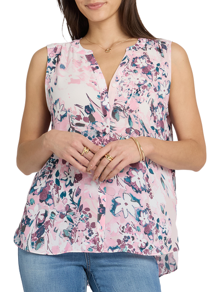 NYDJ Pintuck Floral Dreams Sleeveless Top, Multi, Multi